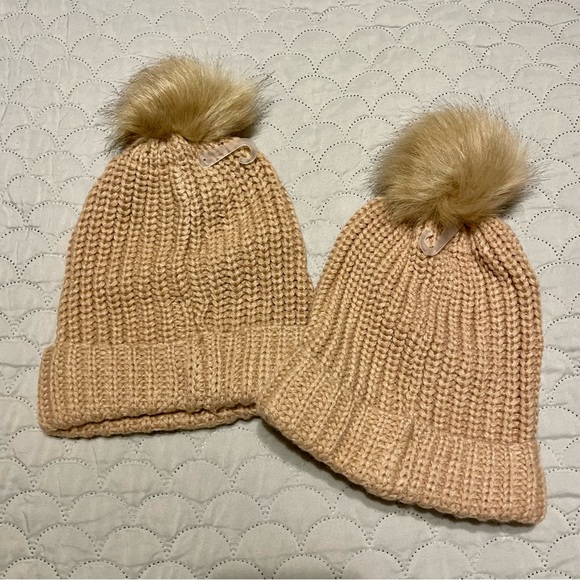 Camel-colored Knit Beanie with Pom and Brim, NWT! Only one left! - Picture 3 of 5